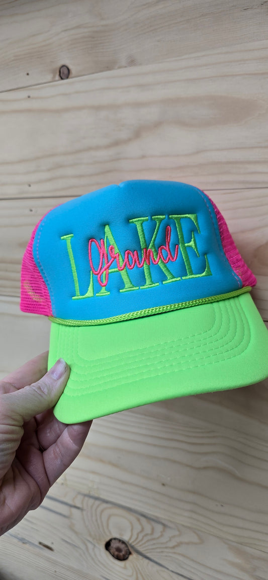 Custom embroidered neon foam trucker hat