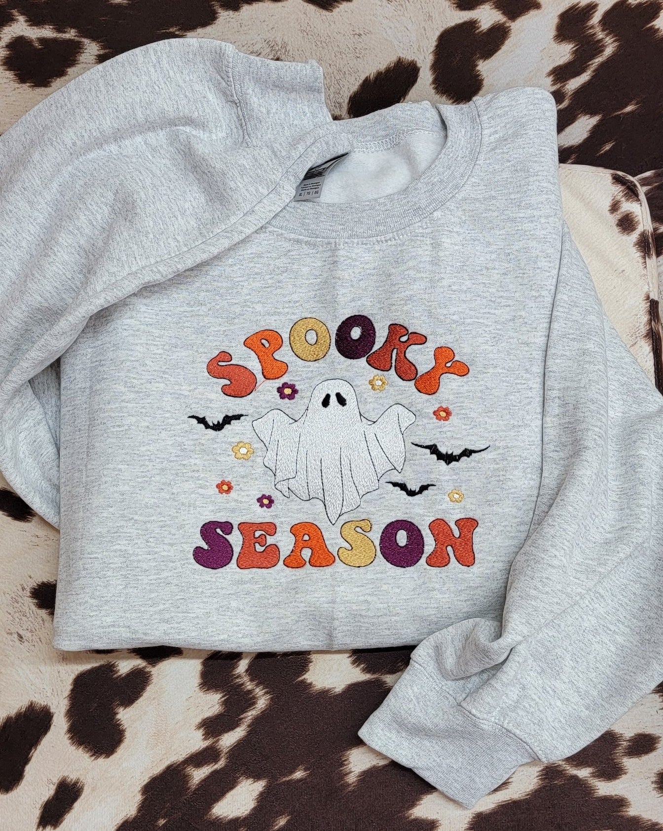 Spooky Season Halloween Embroidery Crewneck, Ghost Halloween Sweatshirt, Gift For Halloween
