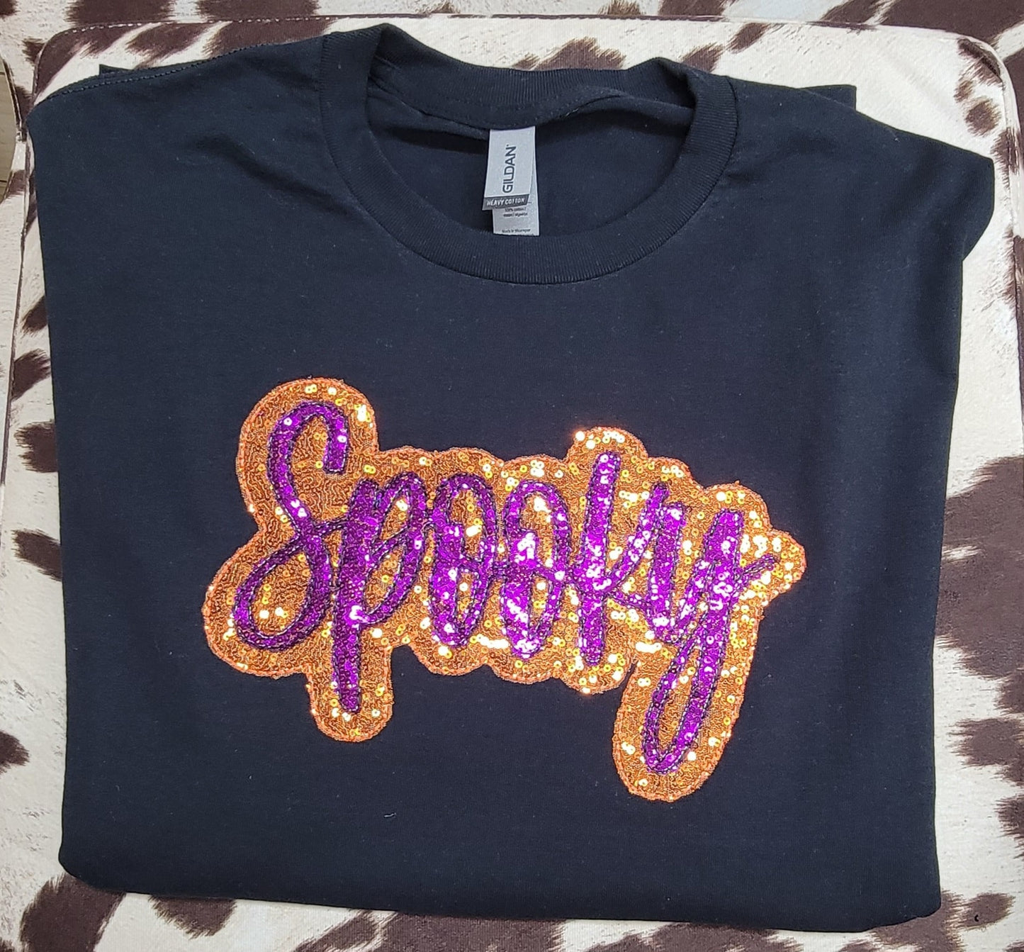Spooky Halloween Embroidery Crewneck, Glittery Shinny Halloween Sweatshirt, Gift For Mom Or Girlfriend