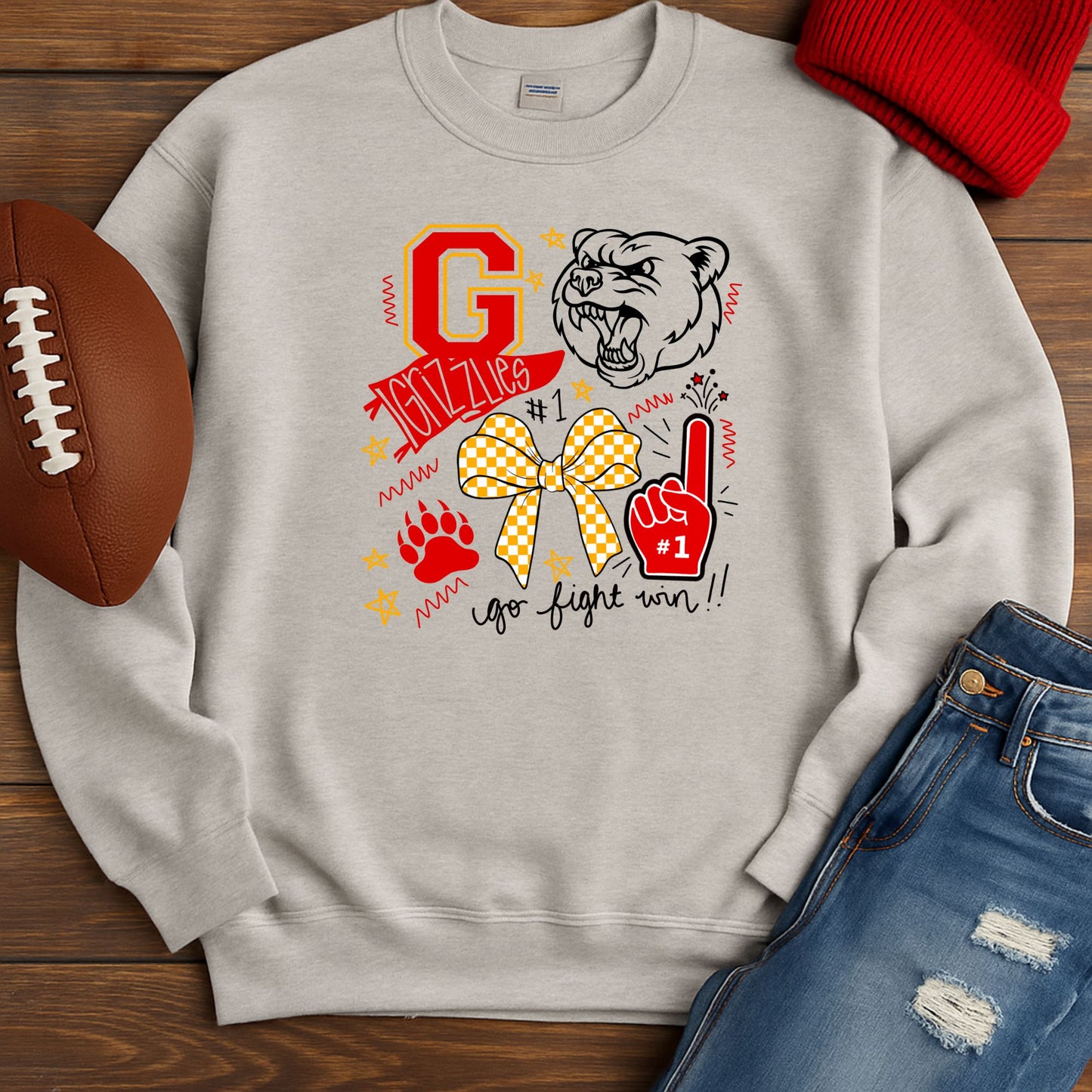 TODDLER Grizzlies Spirit Shirt | Go Fight Win Football Tee | Cheer Sweatshirt | Comfort Colors | Game Day | School Mascot | Custom Team Shirt