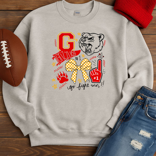YOUTH Grizzlies Spirit Shirt | Go Fight Win Football Tee | Cheer Sweatshirt | Comfort Colors | Game Day | School Mascot | Custom Team Shirt