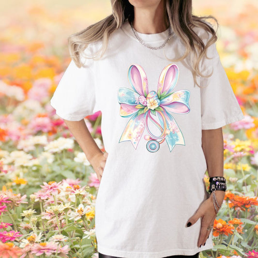 Medical Bunny Easter Stethoscope coquette style DTF shirt