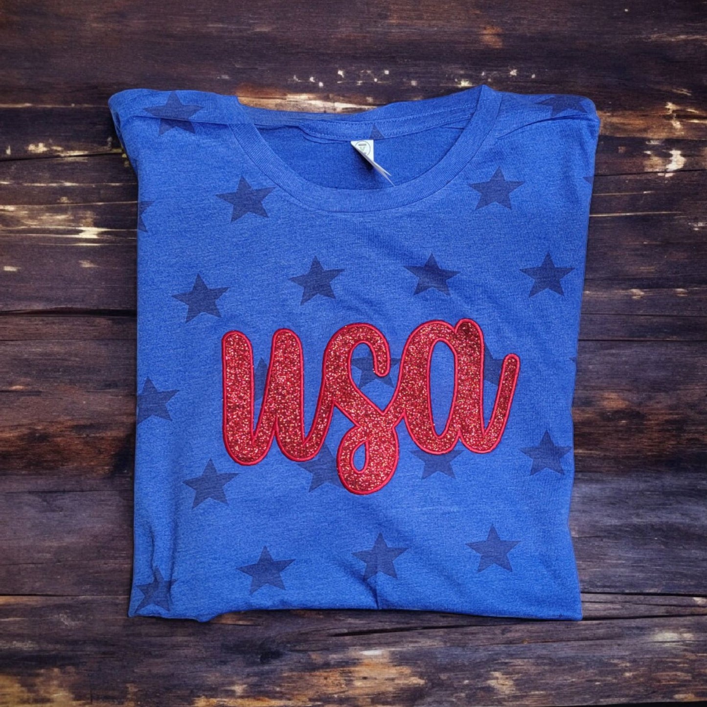 USA Patriotic Embroidery Shirt For Fourth Of July, Patriotic T-shirt 4th Of July Blue and Red