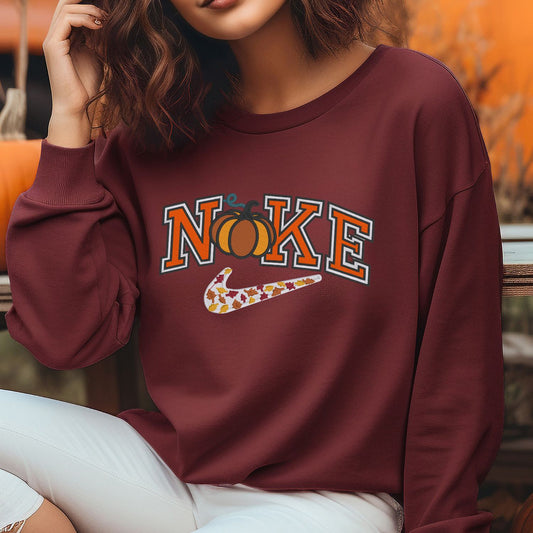 Pumpkin Embroidery Crewneck, Fall Autumn Sweatshirt, Gift For Mom Or Girlfriend