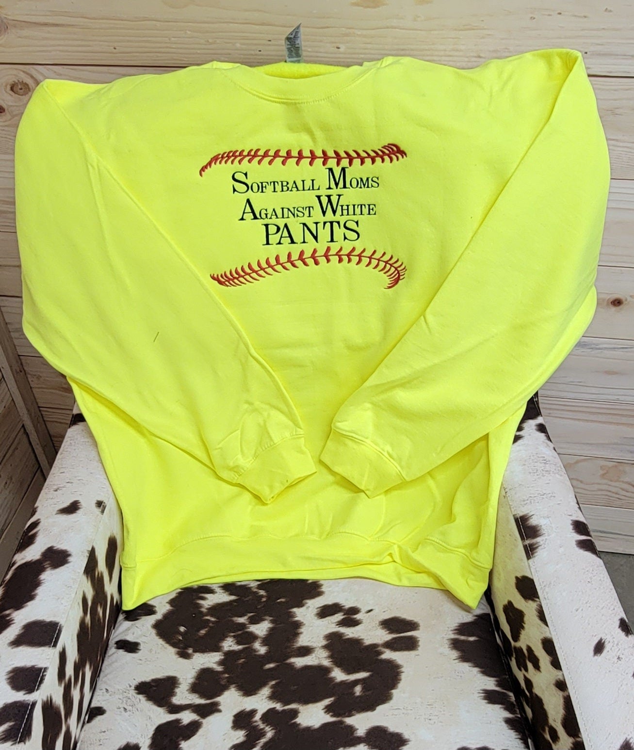 Softball moms against white pants custom embroidered crewneck sweatshirt, softball mom crewneck, moms against white pants, softball season