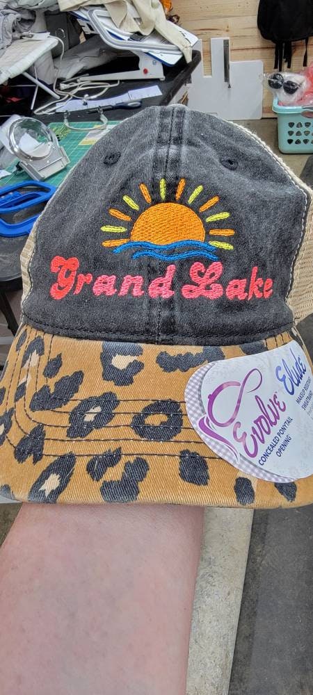 Personalized Lake life ponytail hat,custom hat embroidered