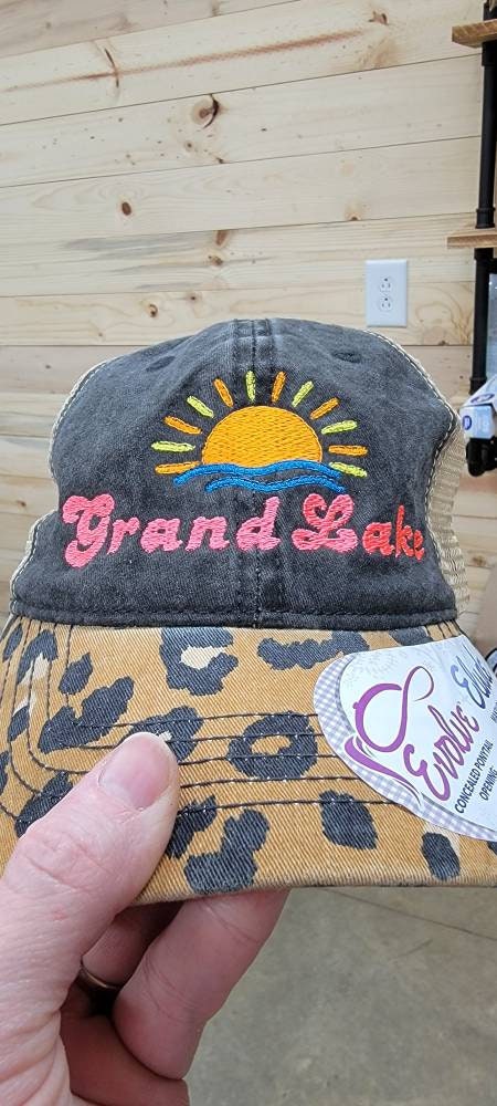 Personalized Lake life ponytail hat,custom hat embroidered